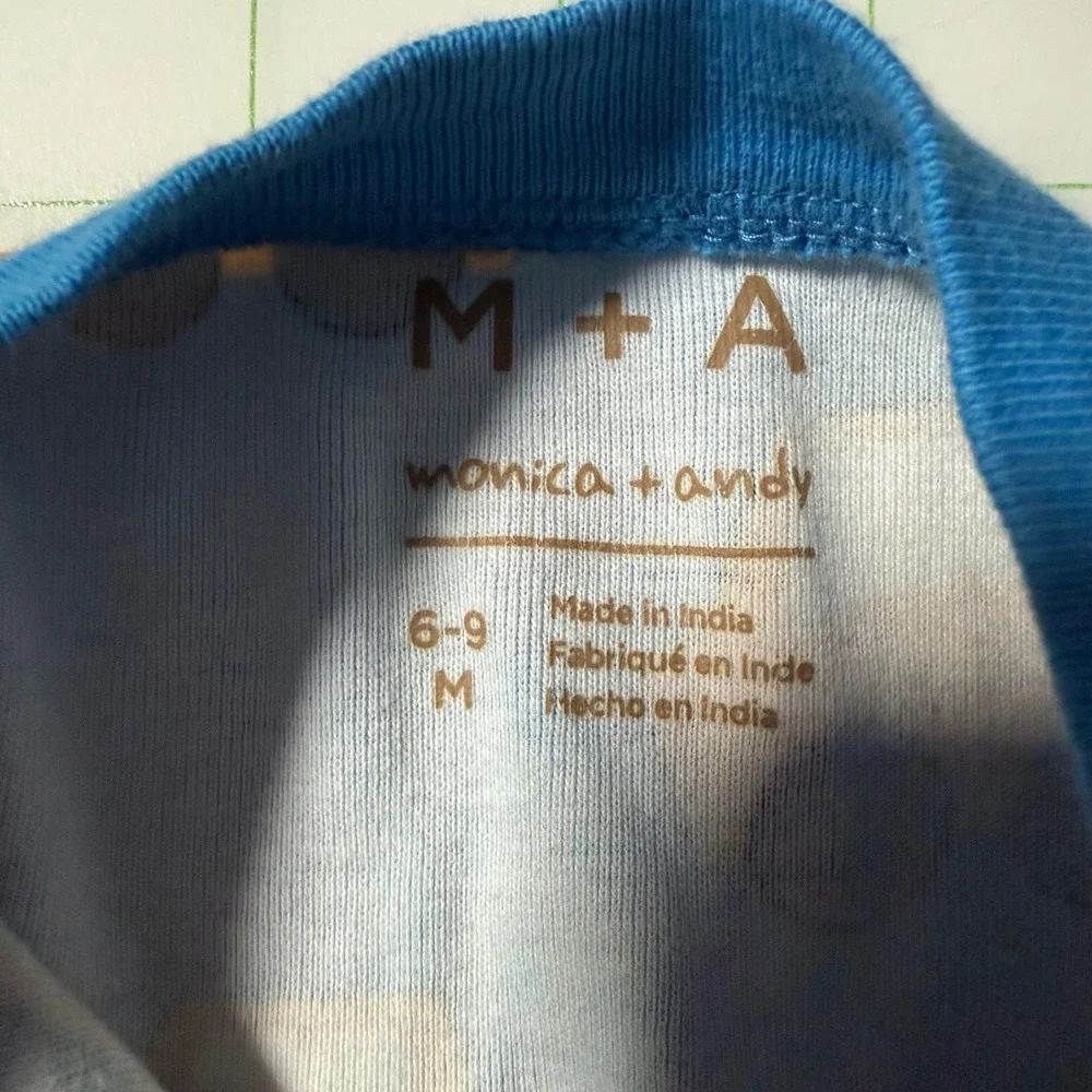Monica + Andy Boys Construction Truck Blue double Zip Footie Pajamas 6-9 months